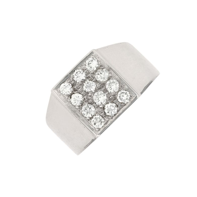 Chevalière vintage diamants 0.42 carat or blanc 6.65g Comme neuf -  reconditionné disponible sur Gemme Les Bijoux
